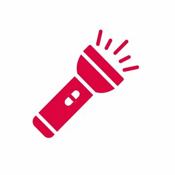 Bright red flashlight icon with shining light effect