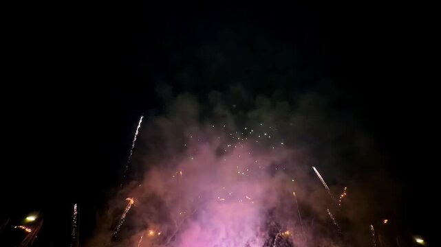 Colorful fireworks display lighting up the night sky during the City Festival in Ventspils