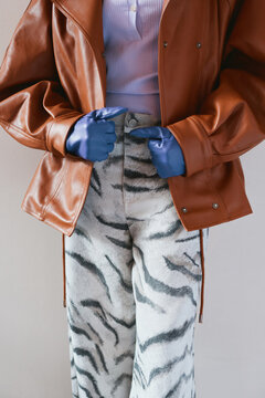 Anonymous Woman in Stylish Autumn Outfit