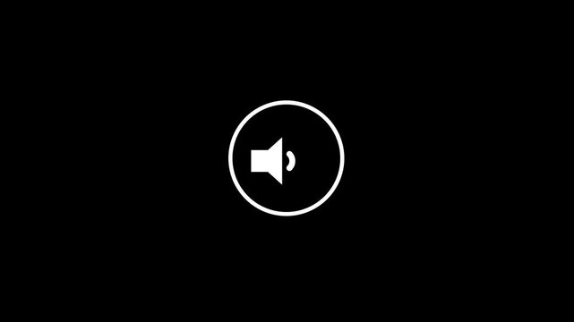White Speaker Volume Icon with Gray Sound Waves, Audio Output Symbol for Music Playback, Sound Control, Multimedia Devices and Digital Interface on black Background
