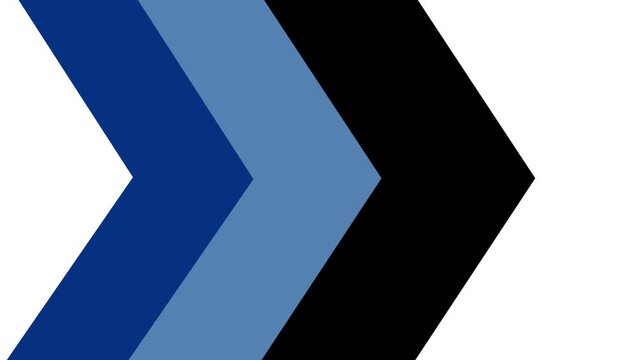Right Direction Chevron Arrows in Navy Blue, Light Blue and Black, Bold Geometric Navigation Shapes for Business Presentation, Work flow, Progress and Minimal Graphic Design on White Background.