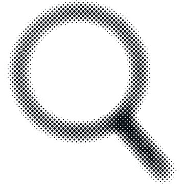 Magnifying Glass Icon Made of Halftone Dots on Transparent Background