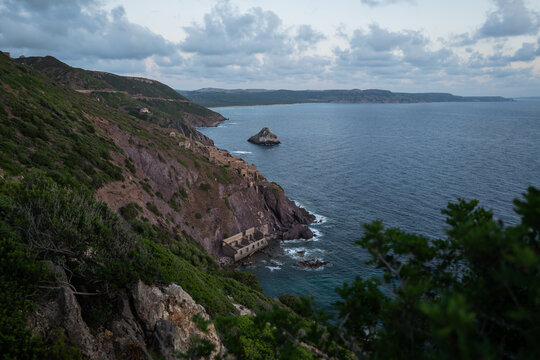 Abandoned Coastal Mining Ruins in Sardinia Italy