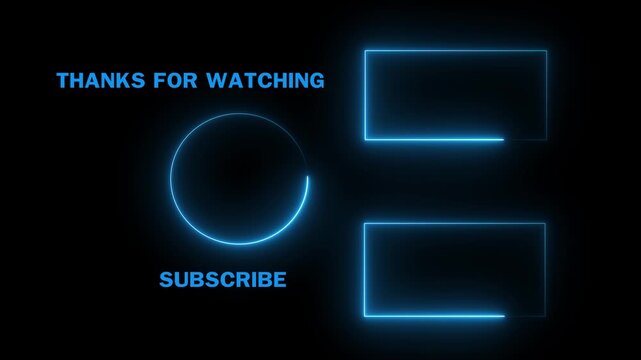 Neon you tube end screen template with subscribe button and social media overlay YouTube