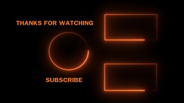 Neon you tube end screen template with subscribe button and social media overlay YouTube