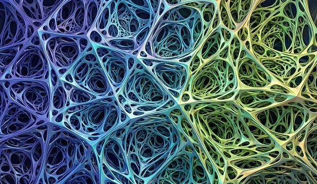 Abstract Organic Cellular Mesh Texture with Vibrant Gradient Background