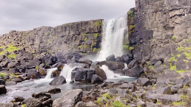 Gullfoss Waterfall and Canyon Landscape in Golden Circle Iceland