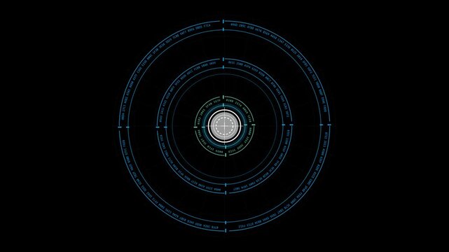 A premium sci-fi motion graphic featuring a top-down view of a quantum data processing core. Concentric rings of hexadecimal code rotate and mechanically lock to decrypt a sequence