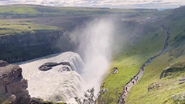 Gullfoss Waterfall and Canyon Landscape in Golden Circle Iceland