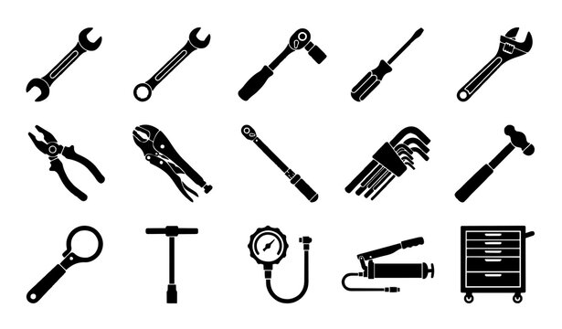 Untitled design - 1 Automotive Mechanic Hand Tools Black Silhouette Vector Icons Collection