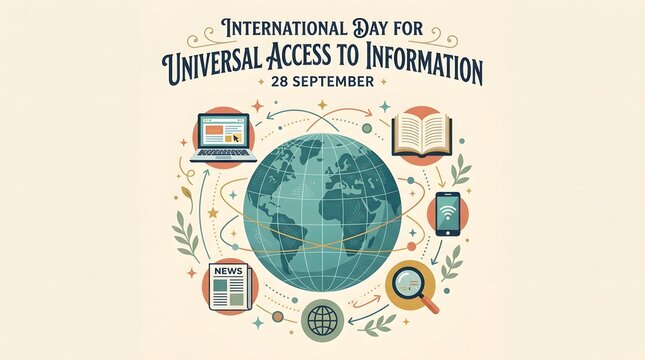 Universal access to information concept with earth and digital devices