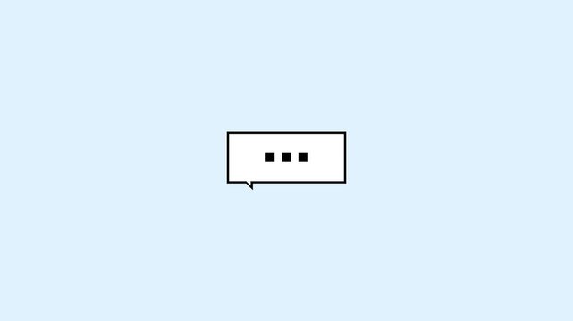 Minimalist speech bubble animation with bouncing dots inside vector graphic motion clip for modern communication design