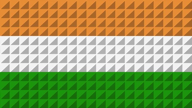 Abstract pixelated flag with indian tricolor stripes and symbols