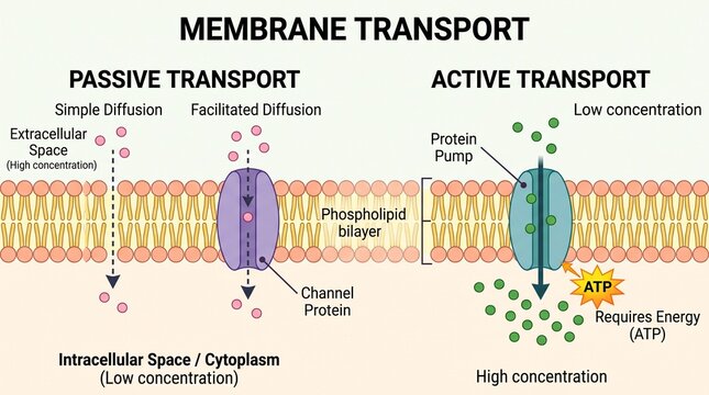 Cell Membrane Transport Diagram of Passive and Active Processes