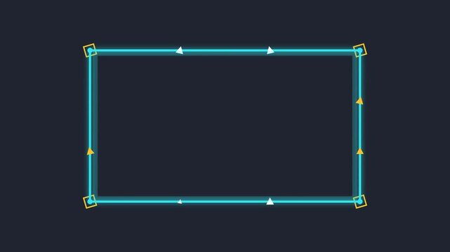 Animated Futuristic Neon Blue Geometric Frame Motion Graphic Overlay on Dark Background
