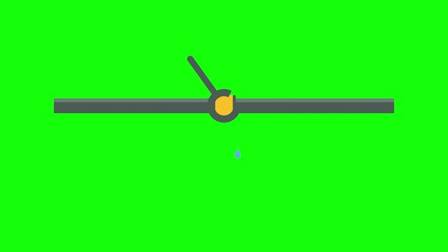 Animated Flat Design Graphic of Water Pipe Repair and Plumbing Maintenance on Green Screen