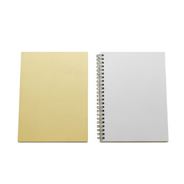 Two plain colored paper sheets side by side isolated on transparent background