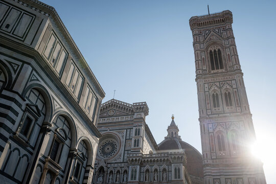 Florence Cathedral Complex: Cathedral of Santa Maria del Fiore with Brunelleschi's Dome, Giotto's Bell Tower and the Opera del Duomo Museum, Florence, Italy