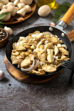 Sauteed mushroom and onion skillet for home cooking
