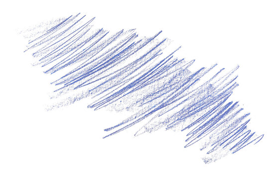 Hand drawn grunge scribble hatching blue chalk isolated on white clipping path