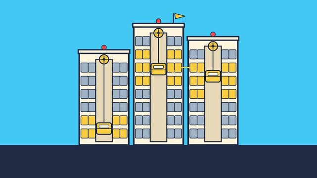 Elevators Moving in Modern City Skyscrapers