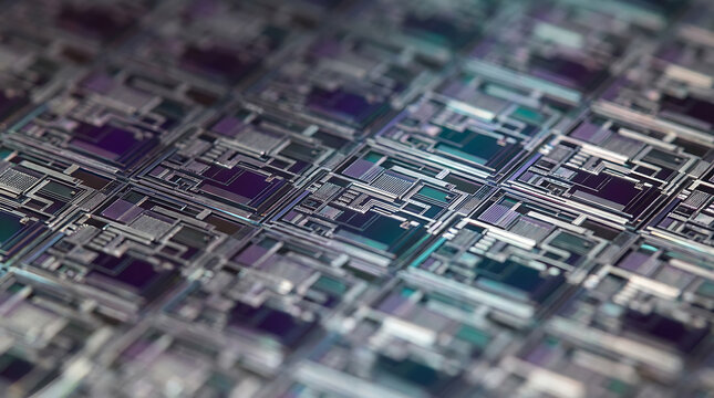 Isolated semiconductor silicon wafer circuit graphic element for tech