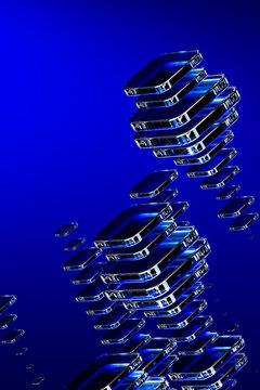 Abstract glass 3D shapes visualize flowing digital data