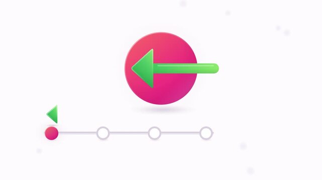 Animated back button and progress bar showing a step by step rewind and undo action.