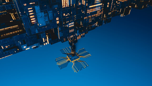 Vast Blue Technology Structure Connected to a Chip