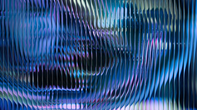 Abstract blue and purple wavy glass texture background