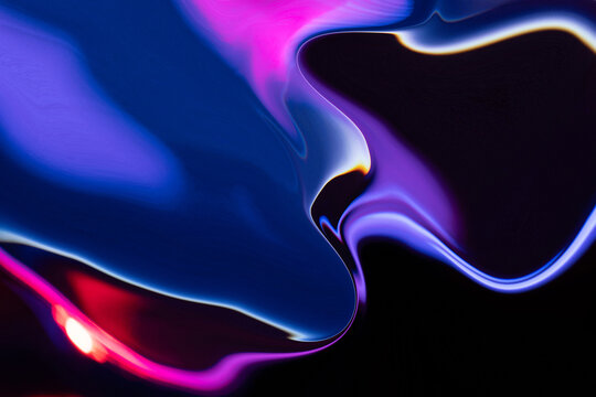 Abstract neon fluid wave background with dark contrast