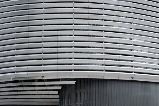 Abstract geometric facade of a contemporary skyscraper
