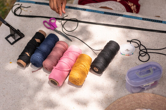 Macrame cord and tools for handmade textile craft