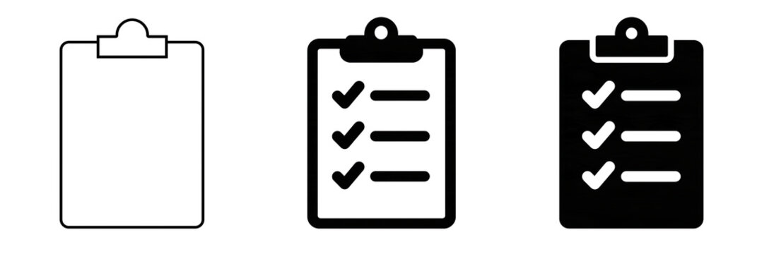 Set of clipboard checklist icons for business task management and