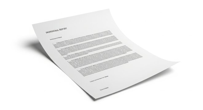 Blank professional report paper sheet with header text on white background for business document use