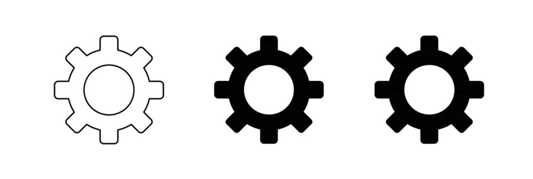 Set of gear cog icons for settings and configuration interface design