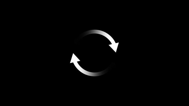 Circle arrow refresh and reload icon animation with loading progress on black background. refresh icon video motion 4k.