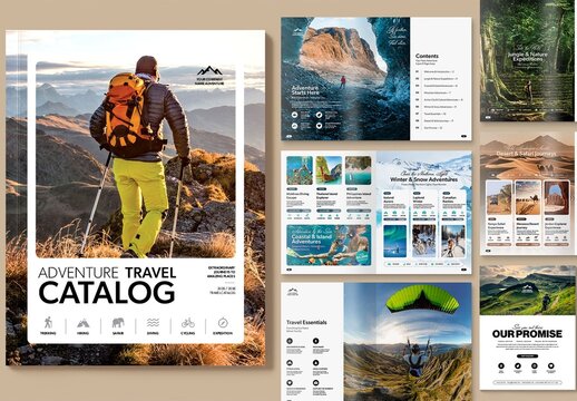 Adventure Travel Catalog Template, Tourism Brochure & Tour Package Catalogue for Travel Agencies and Tour Operators