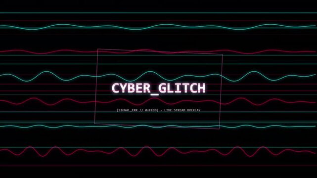 Cyber Glitch Error Signal Live Stream Overlay Design With Wave Patterns