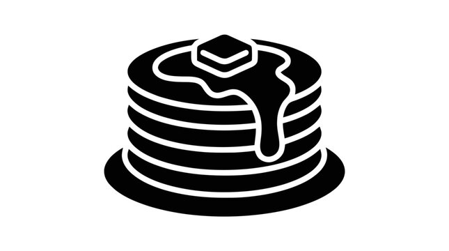 Vector illustration of stack of pancakes with butter and syrup icon on a transparent background