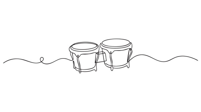 elegant bongo drum illustration, continuous line art design