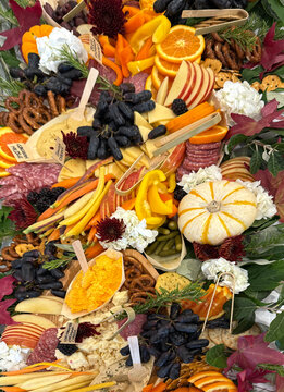 Artistically set up buffet at an art gallery reception