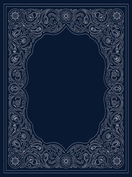Vintage floral frame with ornate decorative border