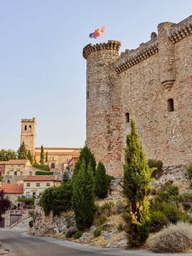Castle and Bell Tower of the Church of Torija. La Alcarria,  Province of Guadalajara, Castilla La Mancha, Spain, Europe