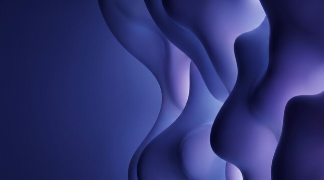 Abstract flowing liquid waves in deep blue and purple gradient