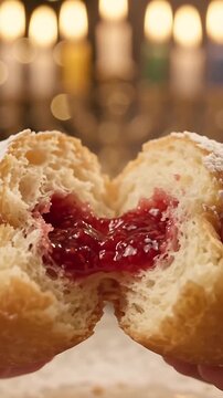 Jelly-filled doughnuts Sufganiyot Festive Food Macro