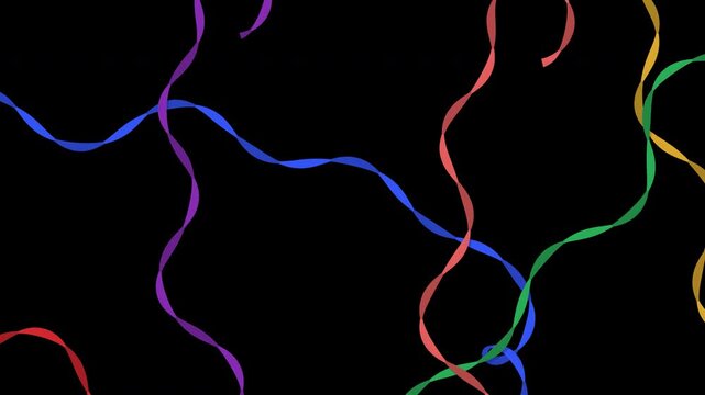 Paper streamers unrolling carnival animation with alpha channel 4K
