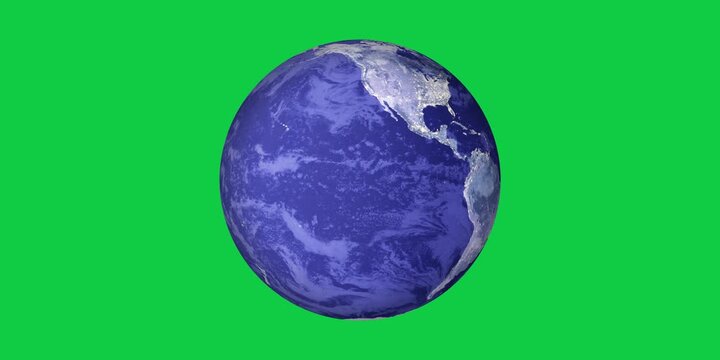 Rotating Earth Globe on Green Screen &ndash; Chroma Key Planet Earth Loop Animation for Science, Education & Business Videos