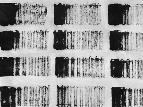 ink and brush-painted rectangular strip pattern with tonal variations, ink gradient tiles, drawing with faded ink and brush strokes, hand-drawn banner-size pattern