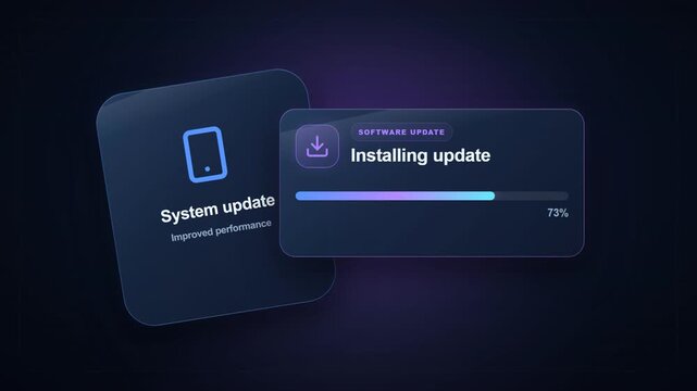 Software Update Notification Animation with Installation Progress Bar